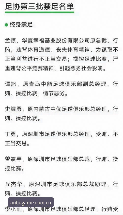 足协第三批禁足名单详解，安博体育平台用户热议赛场整顿